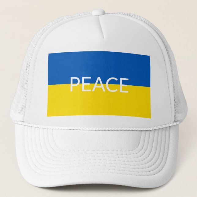 Ukraine peace blue yellow custom text flag trucker hat (Front)