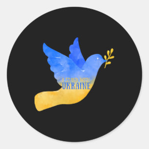 Ukraine Peace Dove I Stand With Ukraine Flag Free  Classic Round Sticker
