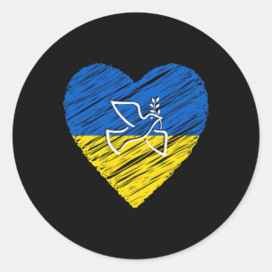 Ukraine Peace Dove Love Stop War Conflict  Classic Round Sticker