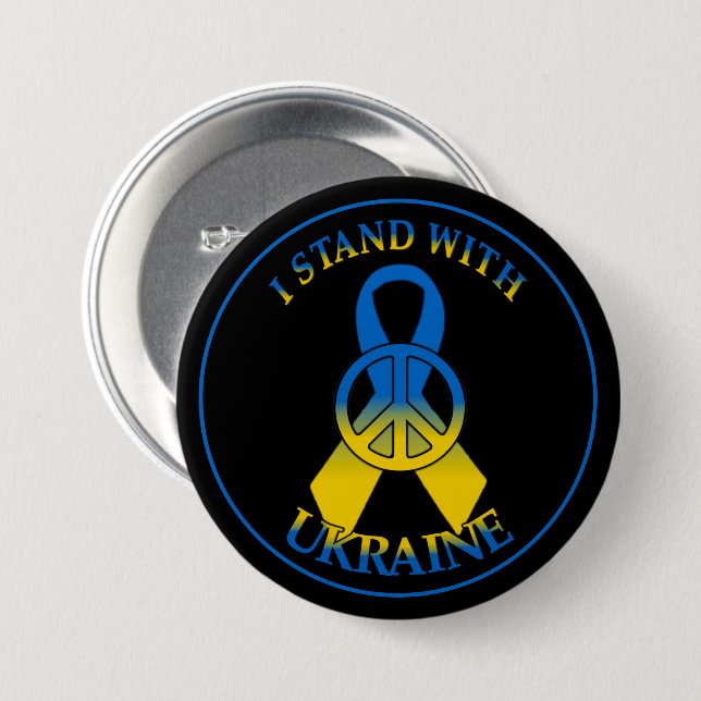 Ukraine Peace Ribbon 7.5 Cm Round Badge (Front & Back)