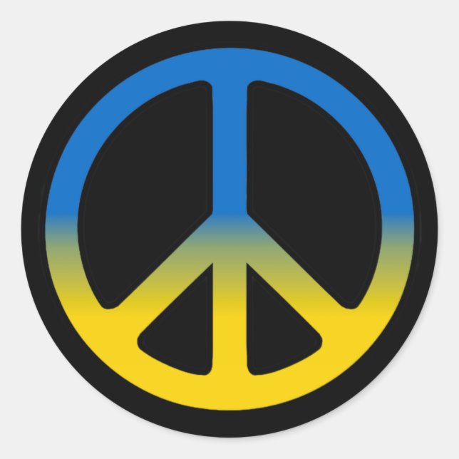 Ukraine Peace Sign Classic Round Sticker (Front)