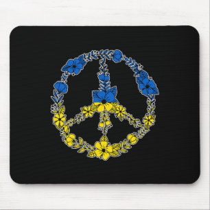 Ukraine Peace Sign Flowers In Blue And Yellow Ukra Mouse Pad