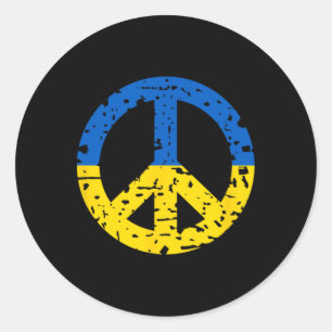 Ukraine Peace Sign Shirt Vintage Retro Ukrainian F Classic Round Sticker