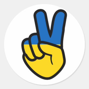Ukraine Peace Sign with flag of Ukraine colours Classic Round Sticker