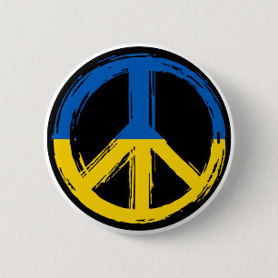 Ukraine Peace Symbol Stand With Ukraine 6 Cm Round Badge