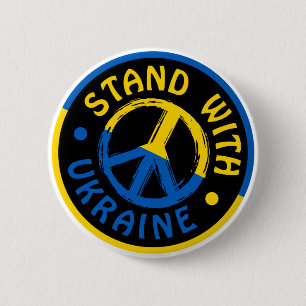 Ukraine Peace Symbol Stand With Ukraine 6 Cm Round Badge