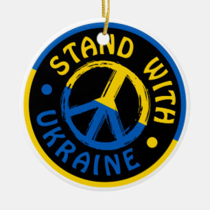 Ukraine Peace Symbol Stand With Ukraine Ceramic Tree Decoration