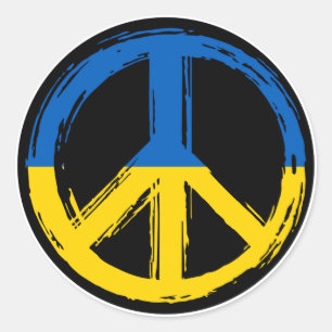 Ukraine Peace Symbol Stand With Ukraine Classic Round Sticker