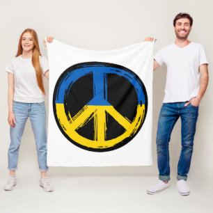 Ukraine Peace Symbol Stand With Ukraine Fleece Blanket