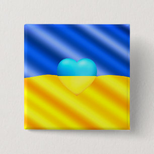 Ukraine - Peace - Ukrainian Flag - Heart - Freedom 15 Cm Square Badge