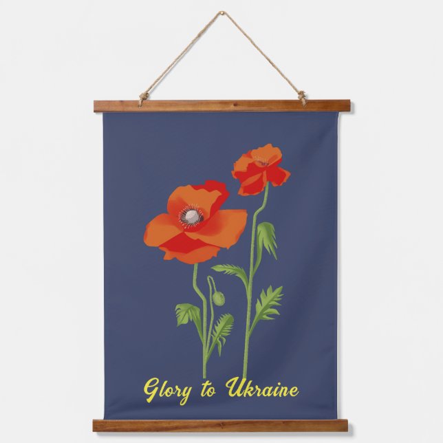 Ukraine "poppy flower" peace colourful hanging tapestry (Front)