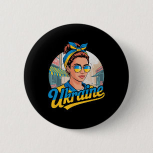 Ukraine Retro Style Woman Graphic Cultural Pride A 6 Cm Round Badge