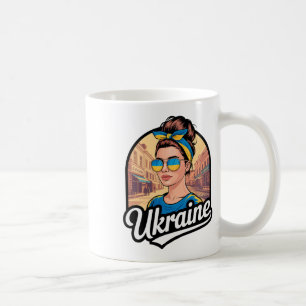 Ukraine Retro Style Woman Graphic Cultural Pride A Coffee Mug