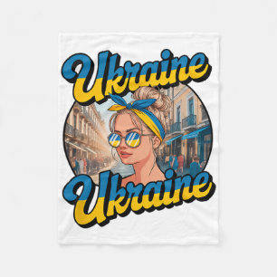Ukraine Retro Style Woman Graphic Cultural Pride A Fleece Blanket