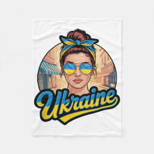 Ukraine Retro Style Woman Graphic Cultural Pride A Fleece Blanket