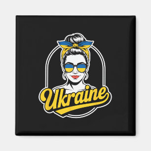 Ukraine Retro Style Woman Graphic Cultural Pride A Magnet