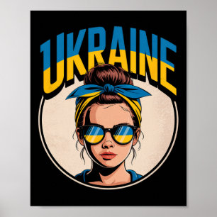 Ukraine Retro Style Woman Graphic Cultural Pride A Poster