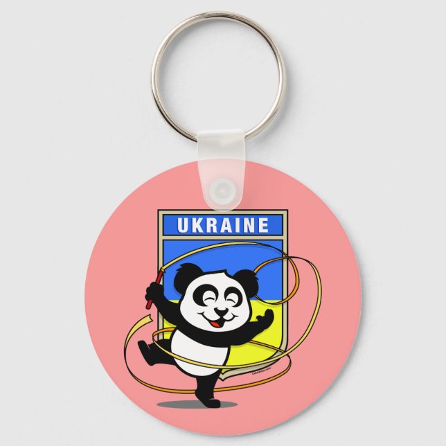 Ukraine Rhythmic Gymnastics Panda Key Ring (Front)