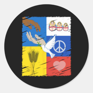Ukraine Russia Peace Dove Intercultural Friendship Classic Round Sticker