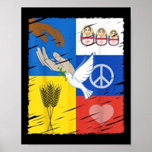 Ukraine Russia Peace Dove Intercultural Friendship Poster