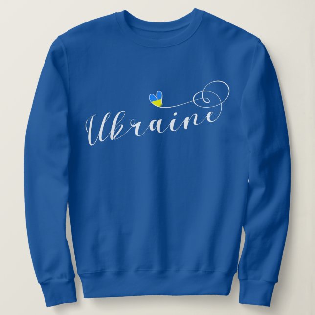 Ukraine Scripted Font Flag In Heart, Україна Sweatshirt (Design Front)