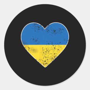 Ukraine Shirt For Men Women Big Heart Ukraine Flag Classic Round Sticker