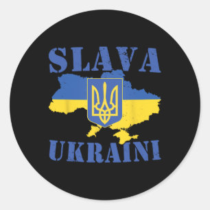 Ukraine Shirt Slava Ukraini Ukrainian Flag Trident Classic Round Sticker