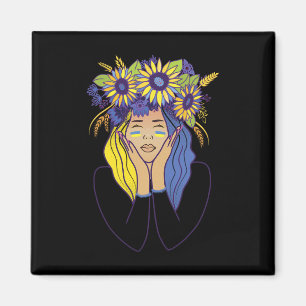 Ukraine Shirt Women Ukrainian Girl Sunflower Magnet