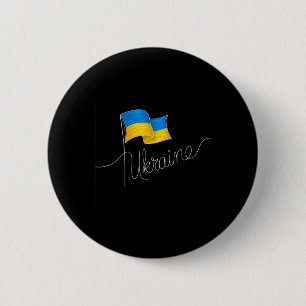 Ukraine Signature Flag Pole - Patriotic Ukrainian 6 Cm Round Badge