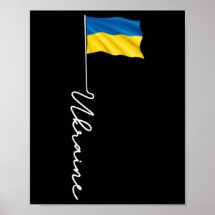 Ukraine Signature Flag Pole - Patriotic Ukrainian  Poster