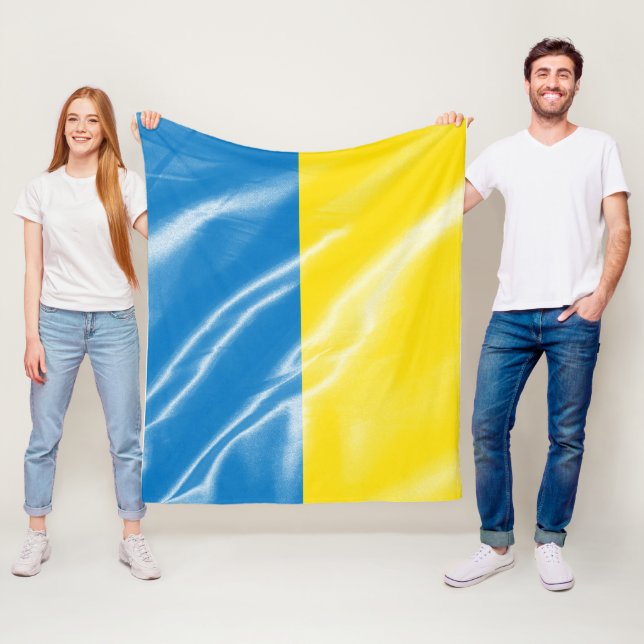 Ukraine silk flag fleece blanket (In Situ)