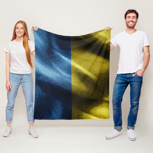 Ukraine silk flag fleece blanket (In Situ)