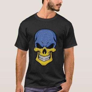 Ukraine Smiling Skull Flag  T-Shirt