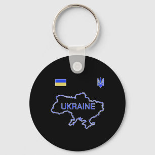 Ukraine Soccer Team Ukr Map And Trident Jersey Foo Key Ring