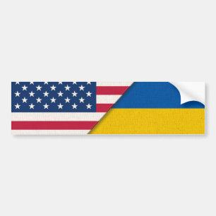 Ukraine Solidarity USA American Flag Bumper Sticker