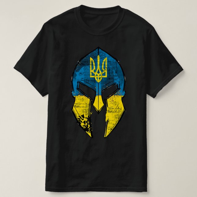 Ukraine  Sparta Helmet Ukraine Crest Flag Men Wome T-Shirt (Design Front)