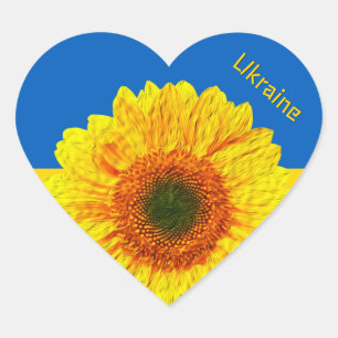 Ukraine Sticker, Heart, Sunflower, Ukrainian Flag Heart Sticker