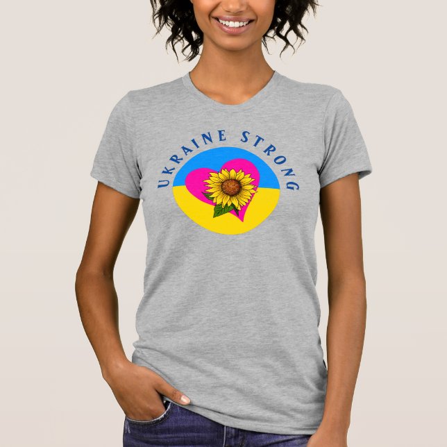 Ukraine Strong Cute Sunflower Heart T-Shirt (Front)