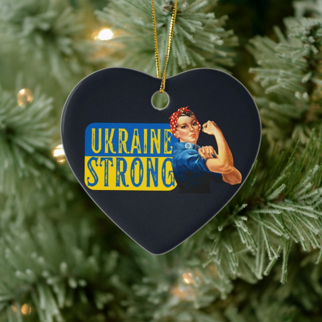 Ukraine Strong Rosie the Riveter   Ceramic Tree Decoration (Tree)