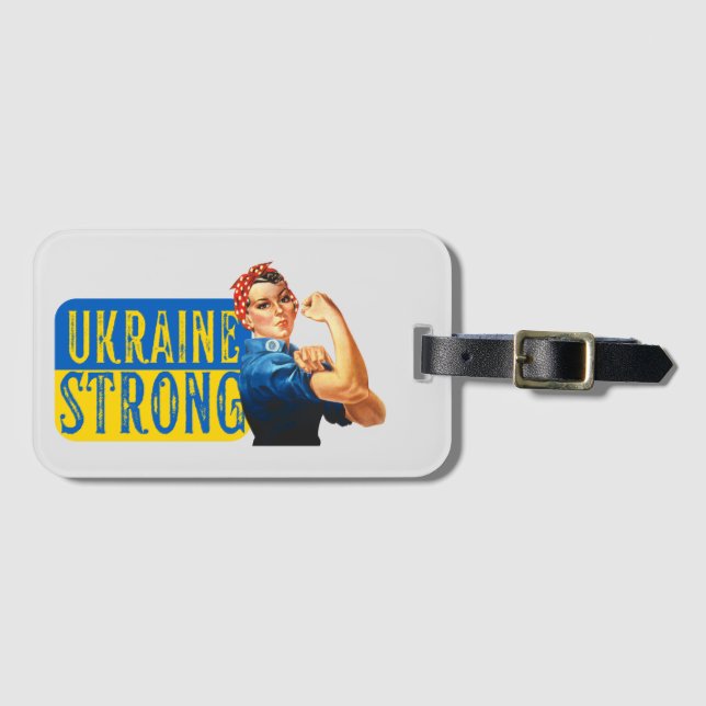 Ukraine Strong Rosie the Riveter  Luggage Tag (Front Horizontal)