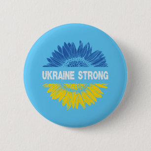 Ukraine Strong Sunflower 6 Cm Round Badge