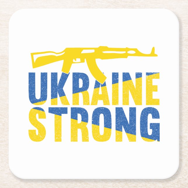 Ukraine Strong Support for Ukraine Square Paper Coaster (Front)