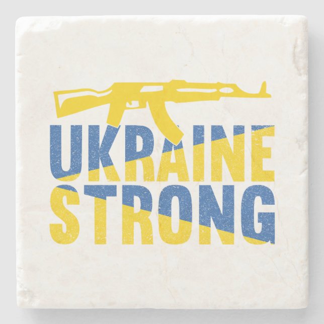Ukraine Strong Support for Ukraine Stone Coaster (Front)