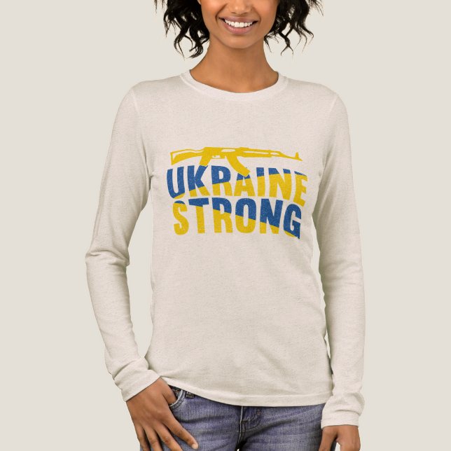 Ukraine Strong Support for Ukraine Tri-Blend Shirt (Front)