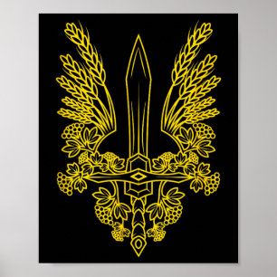 Ukraine Stylized Yellow Coat Of Arms - Ukrainian P Poster