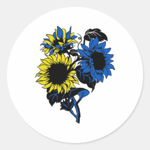 Ukraine Sunflower Blue Yellow Ukrainian Flag Suppo Classic Round Sticker