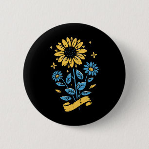 Ukraine Sunflower Blue Yellow Ukrainian Women Girl 6 Cm Round Badge