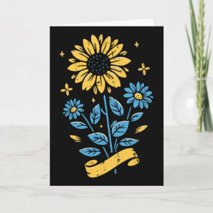 Ukraine Sunflower Blue Yellow Ukrainian Women Girl Card