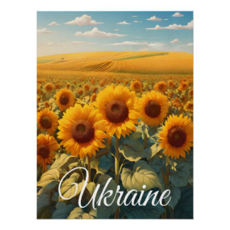 Ukraine Sunflower Field Travel Poster
