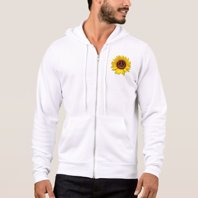Ukraine Sunflower Peace Symbol Sign Anti-War       Hoodie (Front)